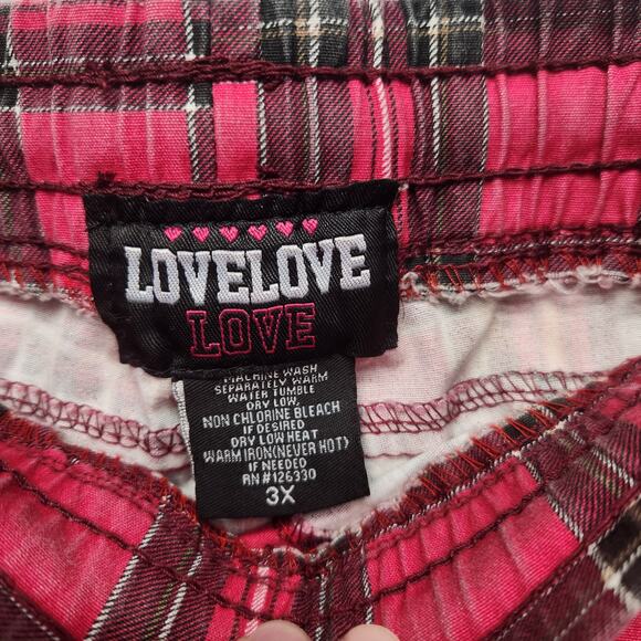 Love Love Love Y2K Red Plaid Grunge Faux Cargo Plus Joggers Pants Women's 3X - Picture 2 of 12
